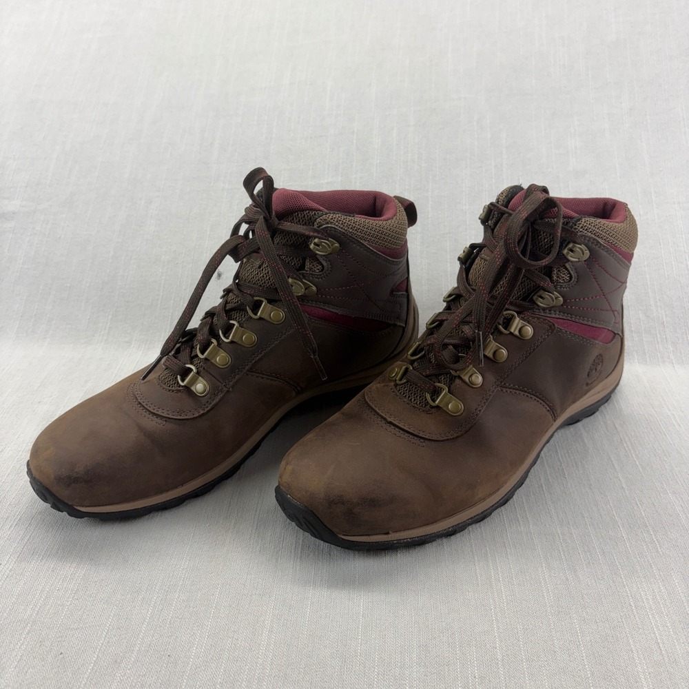 Timberland Hiking Boots Womens 10 White Ledge Mid Brown Waterproof 9505A
